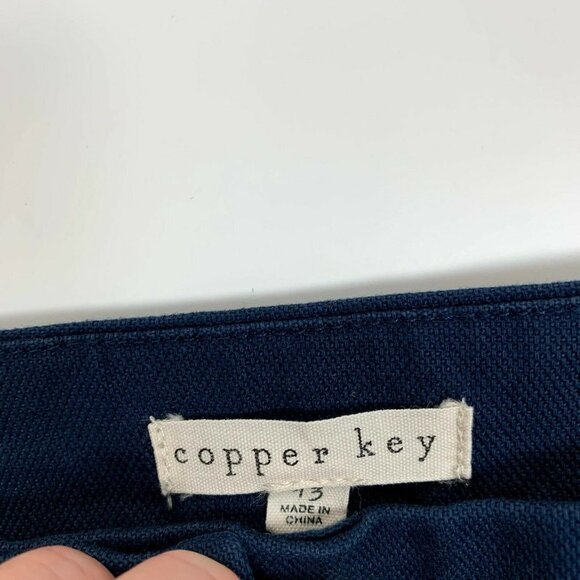 Copper Key Button Front A-Line Mini Skirt Navy - Picture 3 of 7